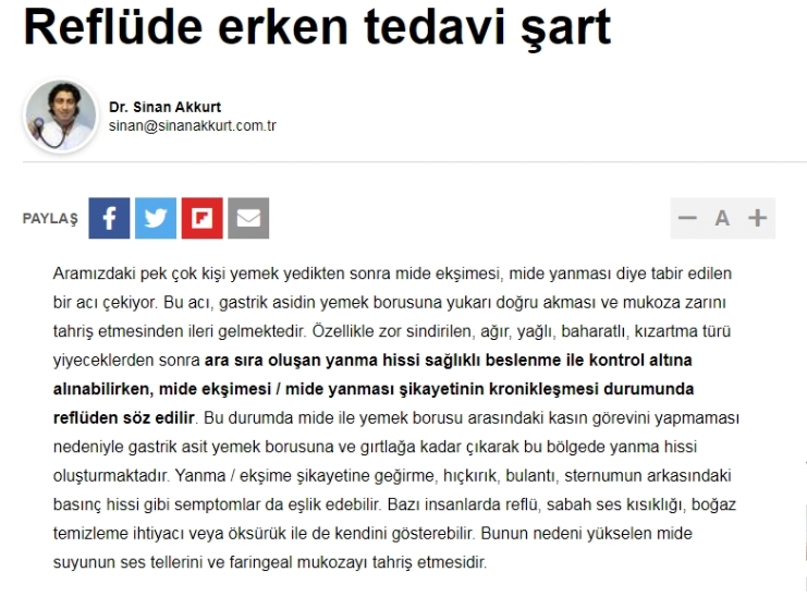 Reflüde erken tedavi