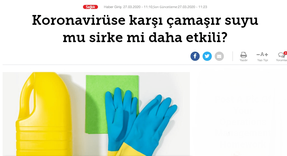 Koronavirüse karşı çamaşır suyu mu sirke mi daha etkili?