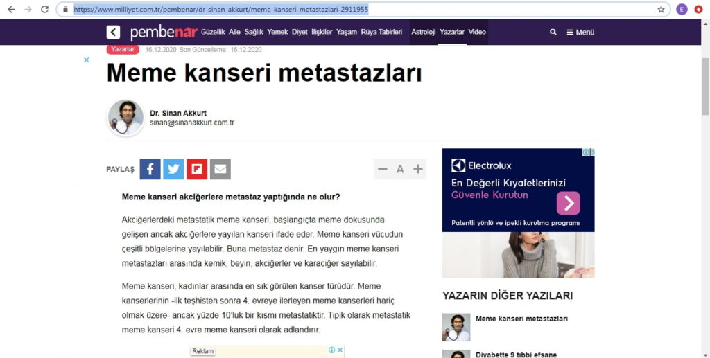 Meme kanseri akciğerlere metastaz yaptığında ne olur?